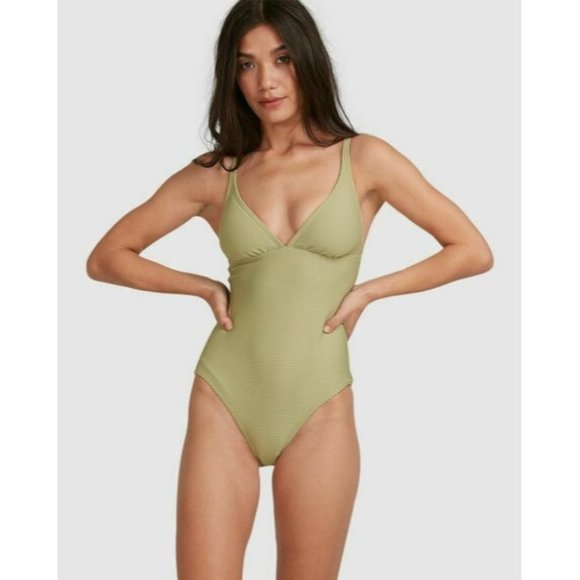 Billabong Other - Billabong BNWT Plunge One piece Swimsuit Green Size 10 Removable Padding Swim